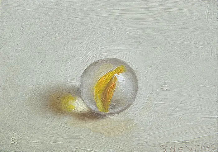 Serge de Vries, Knikker nr.8 miniatuur, 150 euro, Oil on panel, unframed, 5x7 cm