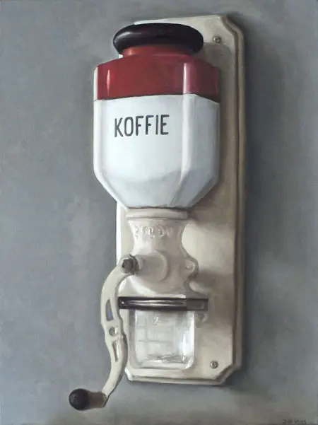 Serge de Vries, Koffiemolen, Oil on canvas, 90x60 cm, €.1250,-