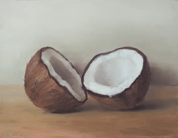 Serge de Vries, Kokosnoot, 245 euro, Oil on canvas, 14,5x19 cm