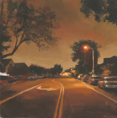 Serge de Vries, Lantaarnpaal, 325 euro, Oil on panel, unframed, 17x17 cm