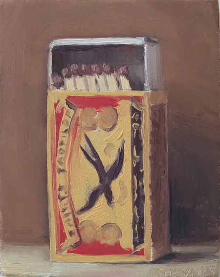 Serge de Vries, luciferdoosje, 100 euro, Oil on panel, unframed, 7x5,5 cm