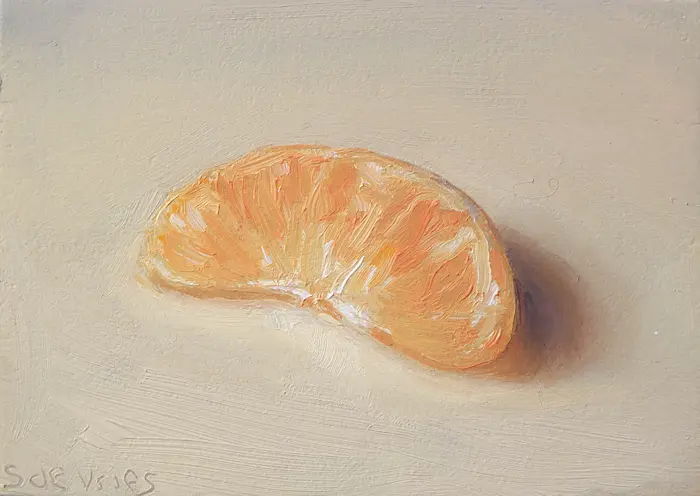 Serge de Vries, Mandarijntje, 100 euro, Oil on panel, unframed, 7x5,5 cm