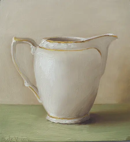 Serge de Vries, Melkannetje nr. 4, 295 euro, Oil on panel, unframed, 14x13 cm