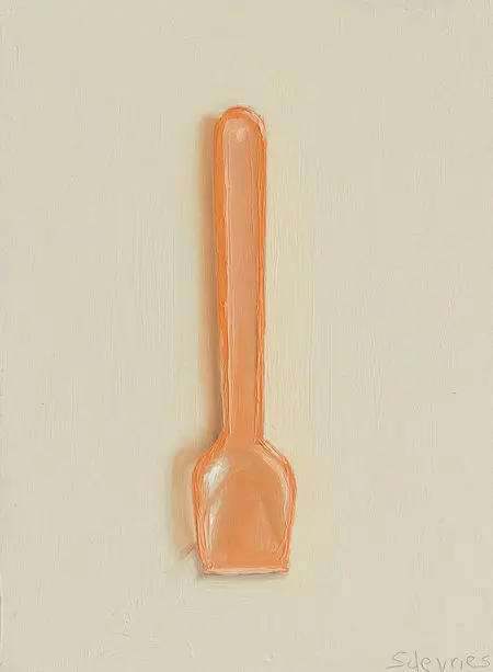 Serge de Vries, oranje ijslepeltje, 450 euro, Oil on panel, unframed, 14,5x11 cm