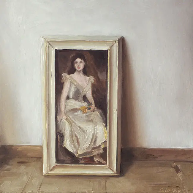 Serge de Vries, Roccoco Schilderij, Oil on panel, 20x20 cm, €.195,-
