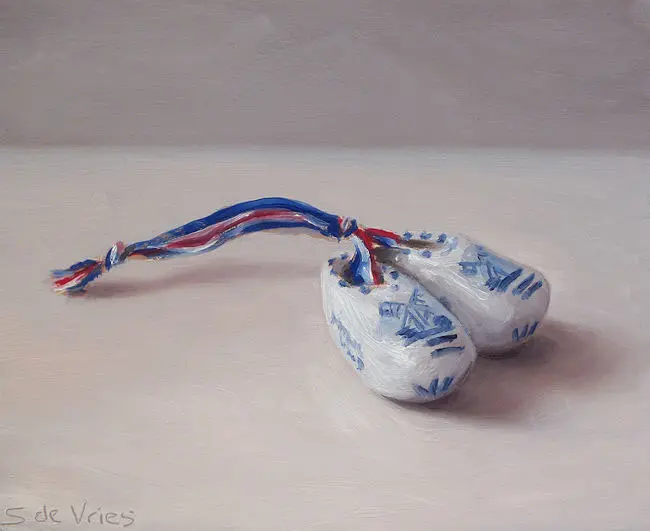 Serge de Vries, Souvenir klompen, Oil on panel, 11x14 cm, €.195,-