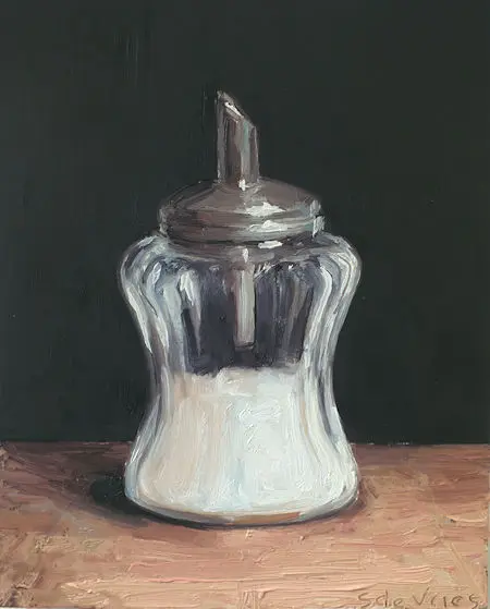 Serge de Vries, Suikerpot 9, 325 euro, Oil on panel, unframed, 16,5x13 cm