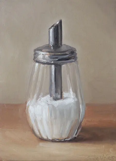 Serge de Vries, Suikerpot, Oil on panel, 18x13 cm, €.195,-