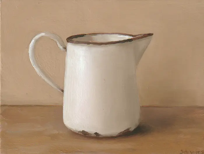 Serge de Vries, Wit Kannetje, 295 euro, Oil on panel, unframed, 13x17 cm