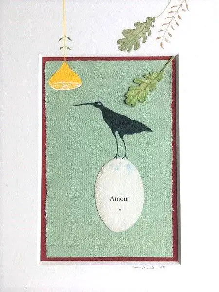 Tamar Rubinstein, Amour 1, 150 euro, Mixed media on paper in frame, 18x24 cm