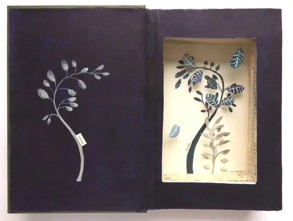 Tamar Rubinstein, Boom, 175 euro, Mixed media in old book, 28x21 cm