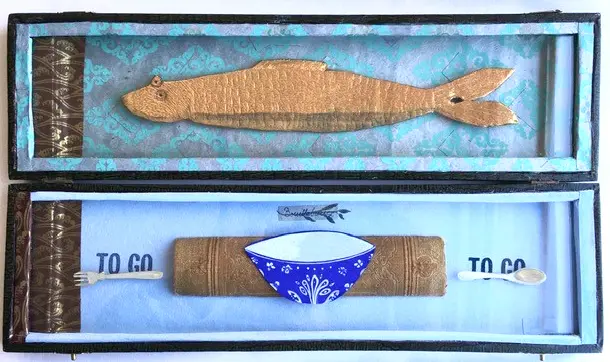 Tamar Rubinstein, Bouillabaise to go, 185 euro, Mixed media in cutlery box, 20x34 cm
