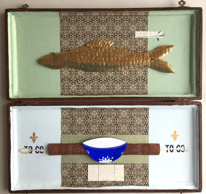 Tamar Rubinstein, Bouillabasse 3, Mixed media in cutlery box, 32x33 cm, €185,-