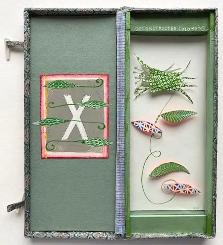 Tamar Rubinstein, Deconstructed colombine 3, 165 euro, Mixed media and collage in box, 23x20 cm
