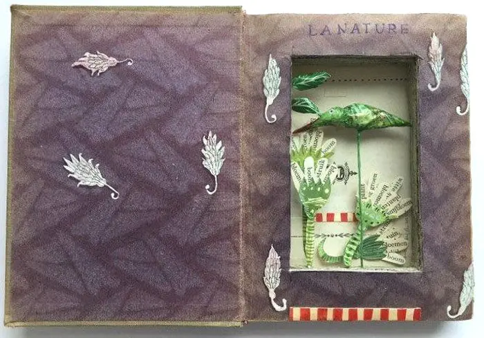 Tamar Rubinstein, La Nature, 170 euro, Mixed media in old book, 16x24 cm