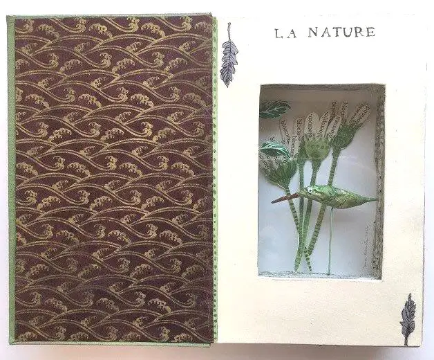 Tamar Rubinstein, La Nature, 170 euro, Mixed media in old book, 18x23 cm