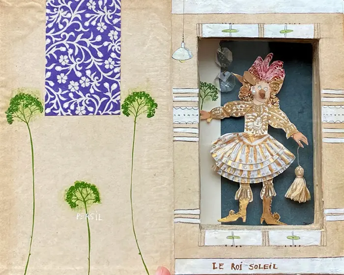 Tamar Rubinstein, Le roi soleil, 195, Mixed media in book, 19x24 cm