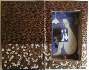 Tamar Rubinstein, Lezende vrouw, 165 euro, Mixed media in book, 21x26 cm