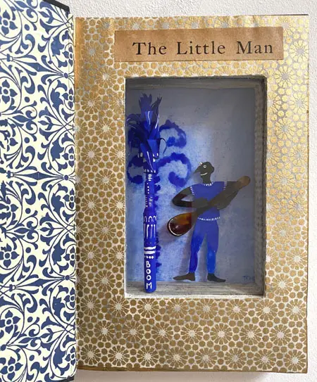 Tamar Rubinstein, Little man 2, 185 euro, Mixed media in old book, 30x23x4 cm