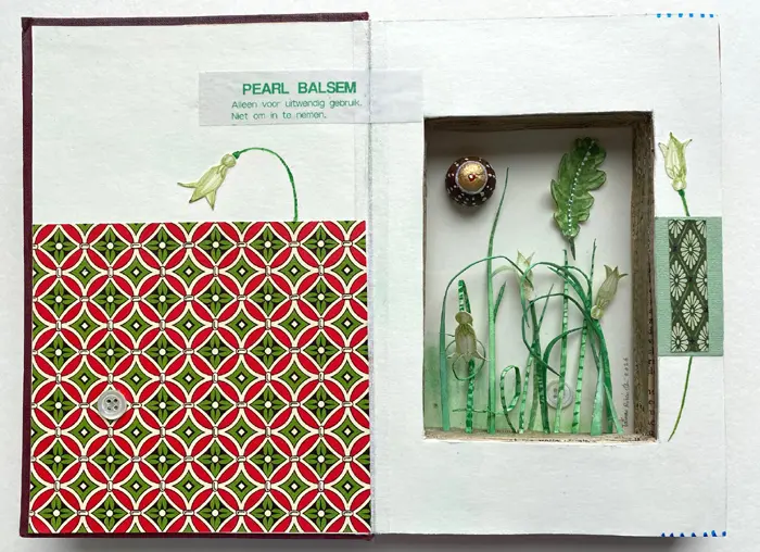 Tamar Rubinstein, Pearl Balsem, 185 euro, Mixed media in vintage book, 20x26x3 cm