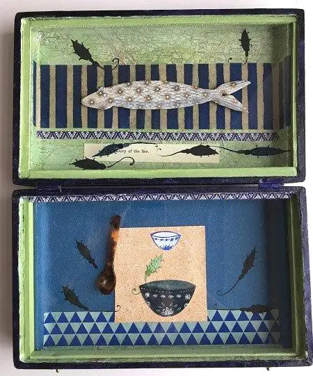 Tamar Rubinstein, The Glory of the sea, 180 euro, Mixed media in old cutlery box, 24x29 cm