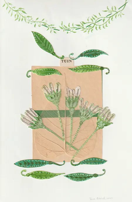 Tamar Rubinstein, Tuin, 175 euro, Mixed media on paper in frame, 27x21 cm