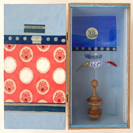 Tamar Rubinstein, Zeevogel, 170 euro, Mixed media in cigar box, 25x25 cm