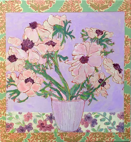 Thecla Renders, Anemonen, Mixed media on paper and panel, 27x25 cm, €.195,-