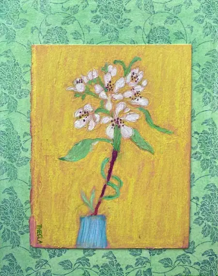 Thecla Renders, innocence, 175 euro, Mixed media on paper and wood (unframed), 30x24 cm