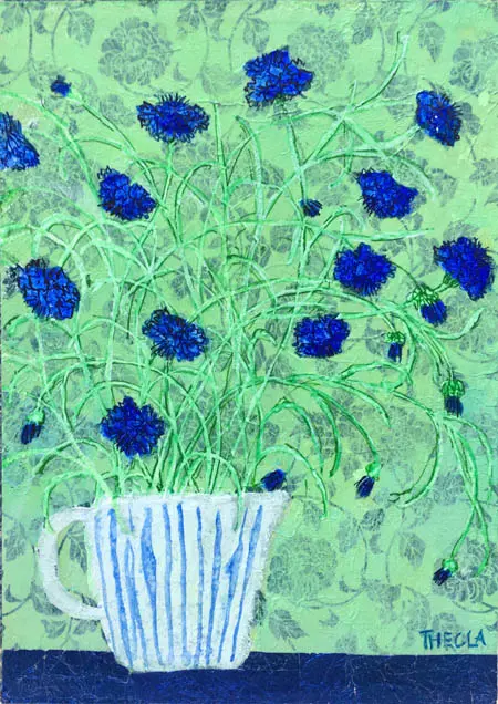 Thecla Renders, Korenbloemen, Mixed media on paper, 20x30 cm, €.175,-