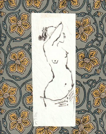 Thecla Renders, Made to remember 1 (nude), Mixed media on wood, 26x20 cm, €.95,-