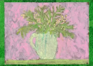 Thecla Renders, Mimosa Groen, 175 euro, Mixed media unframed (none needed), 21x30 cm