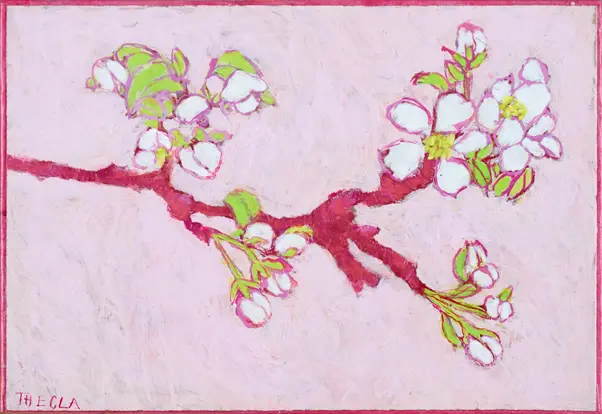 Thecla Renders, Pink Spring, Mixed media on board, 14x21 cm, €.95,-