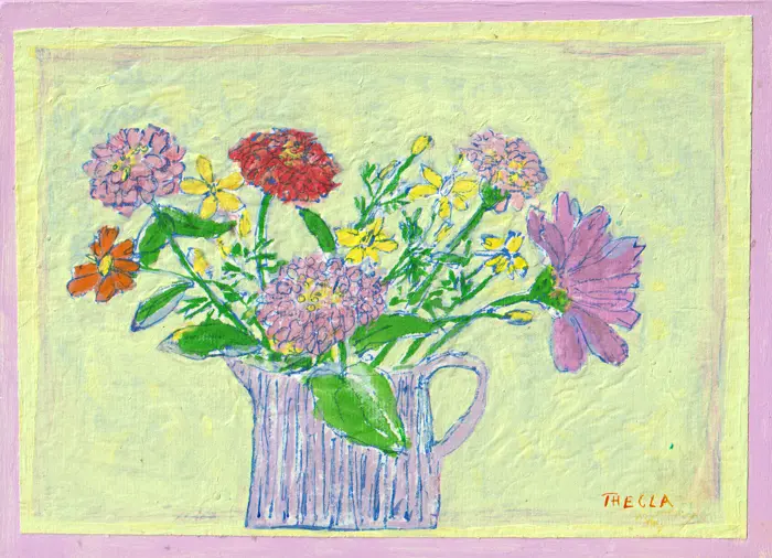 Tecla Renders, Precious Happiness, Mixed media on paper on panel, 23x18 cm, €.150,-