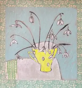 Thecla Renders, Sneeuwklokjes Brouennes, 250 euro, Mixed media, 28x26 cm