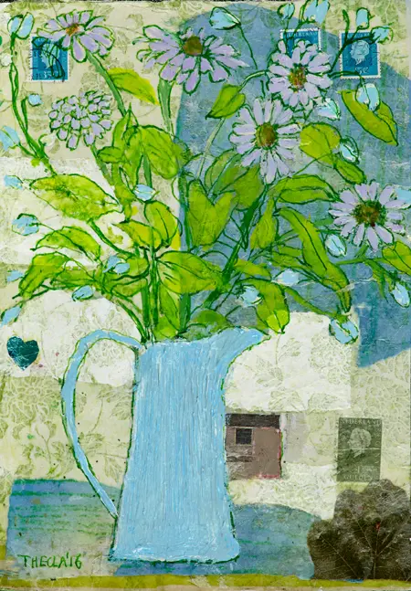 Thecla Renders, voor ik het vergeet, Mixed media on panel, 30x21 cm, €.175,-