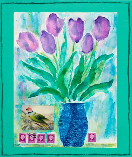 Thecla Renders, When spring arrives, I will send you tulips from Amsterdam, Mixed media, 38x32 cm, €.225,-