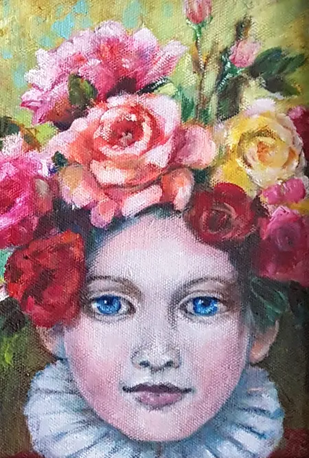 Vilma van den Berg, Bloemenkind, Acrylic on canvas, 22x16 cm, €.215,-