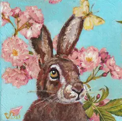 Vilma van den Berg, Haas vlinder, Mixed media on panel, 15x15 cm excl. frame, €.65,-