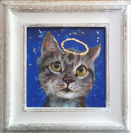 Vilma van den Berg, Heilig Boontje, Acrylic on panel in white frame, 15x15 cm €.110,-