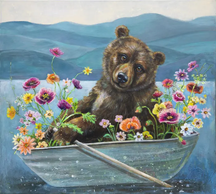 Vilma van den Berg, Life-boat beer, 1900 euro, Acrylic on canvas in wooden frame, 90x100 cm