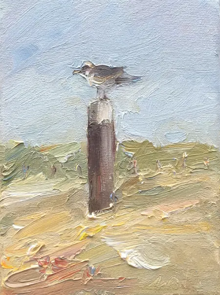 Wil van der Niet, Baywatch, Oil on canvas in wooden frame, 18x13 cm, €.185,-
