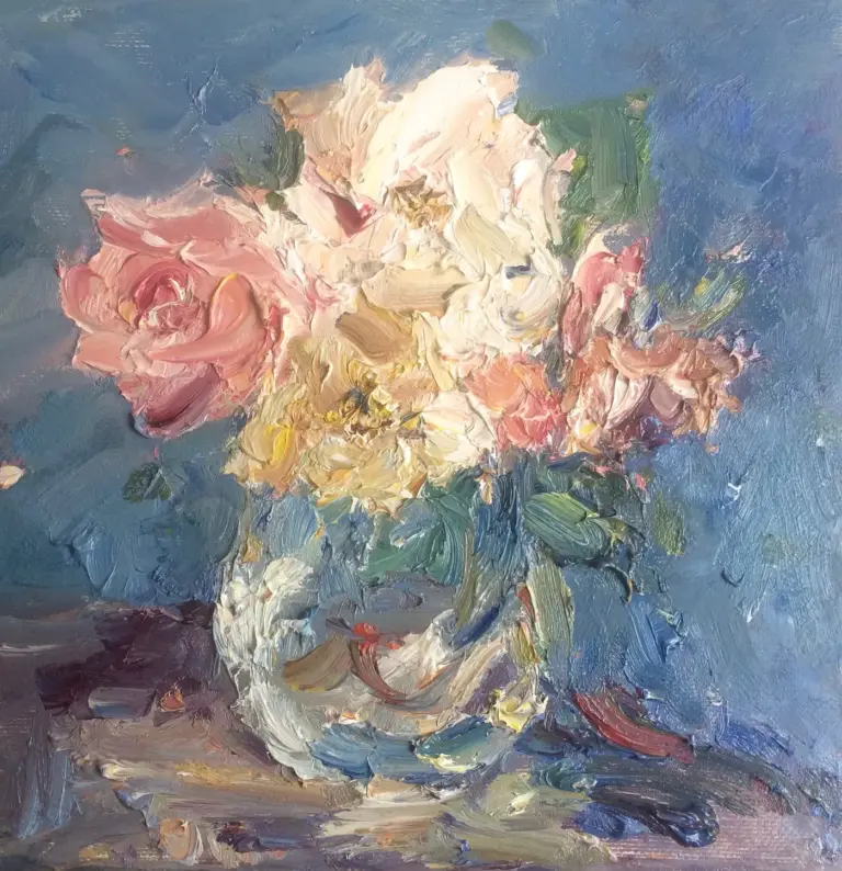 Wil van der Niet, Colors of love 2, Oil on canvas in wooden frame, 20x20 cm, €.250,-