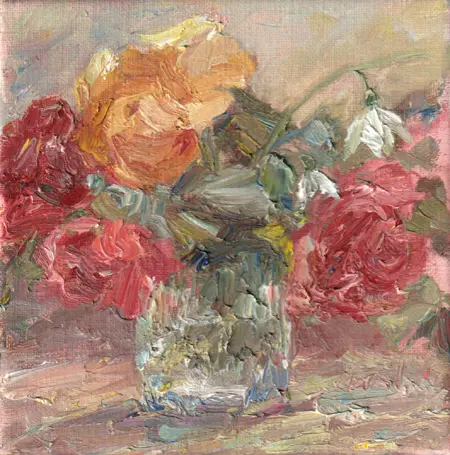 Wil van der Niet, Colors of love , Oil on canvas in wooden frame, 20x20 cm, €.250,-