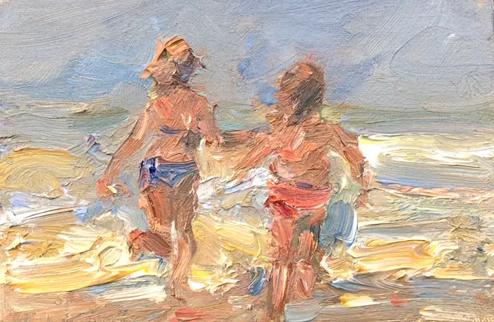 Wil van der Niet, Happy Day, Oil on canvas in white wooden frame, 10x15 cm, €.150,- euro