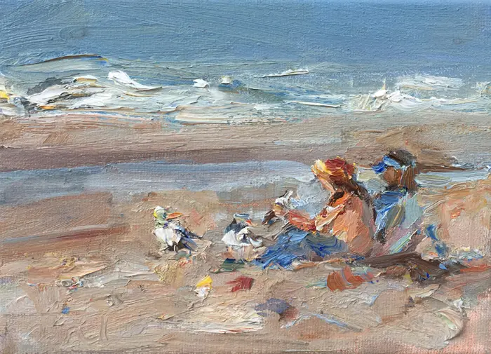 Wil van der Niet, Nieuwe Vrienden, Oil on canvas, unframed, 13x18 cm, €.200,-