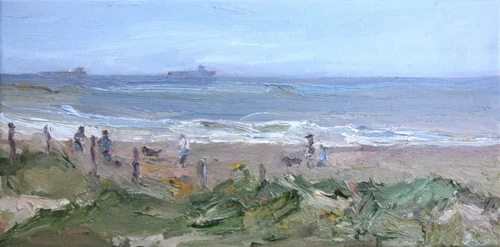Wil van der Niet, Op het duin, Oil on canvas in wooden frame, 24x30 cm, €.375,-
