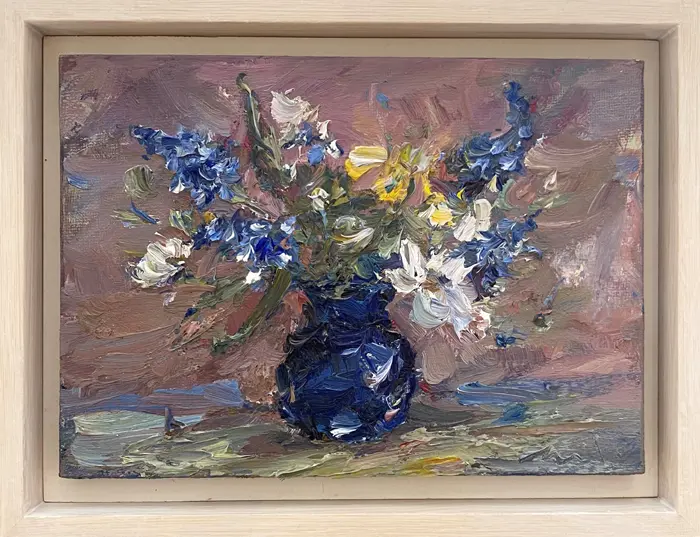 Wil van der Niet, Vaasje Liefde, Oil on panel in frame, 13x18 cm, 215,-