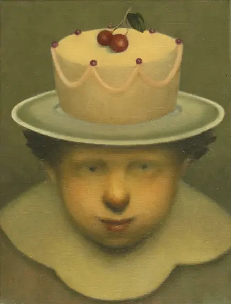 JoAnne Winik, Pastryhead 1, Oil on canvas, 35x27 cm, €.700,-