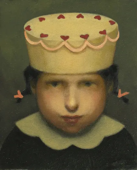 JoAnne Winik, Pastryhead 3, Oil on canvas, 27x22 cm, €.500,-